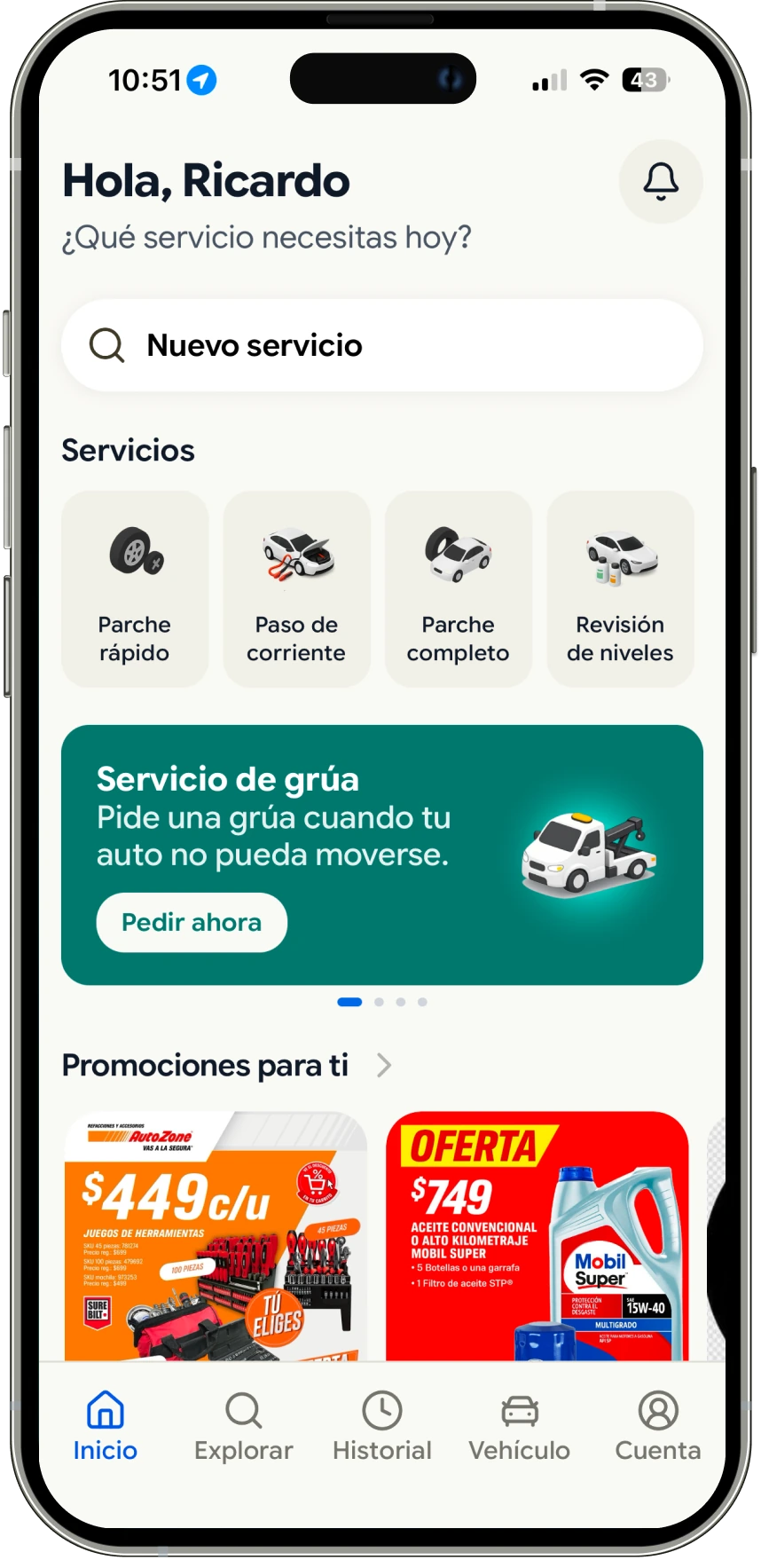 Vista de la app Wheelo