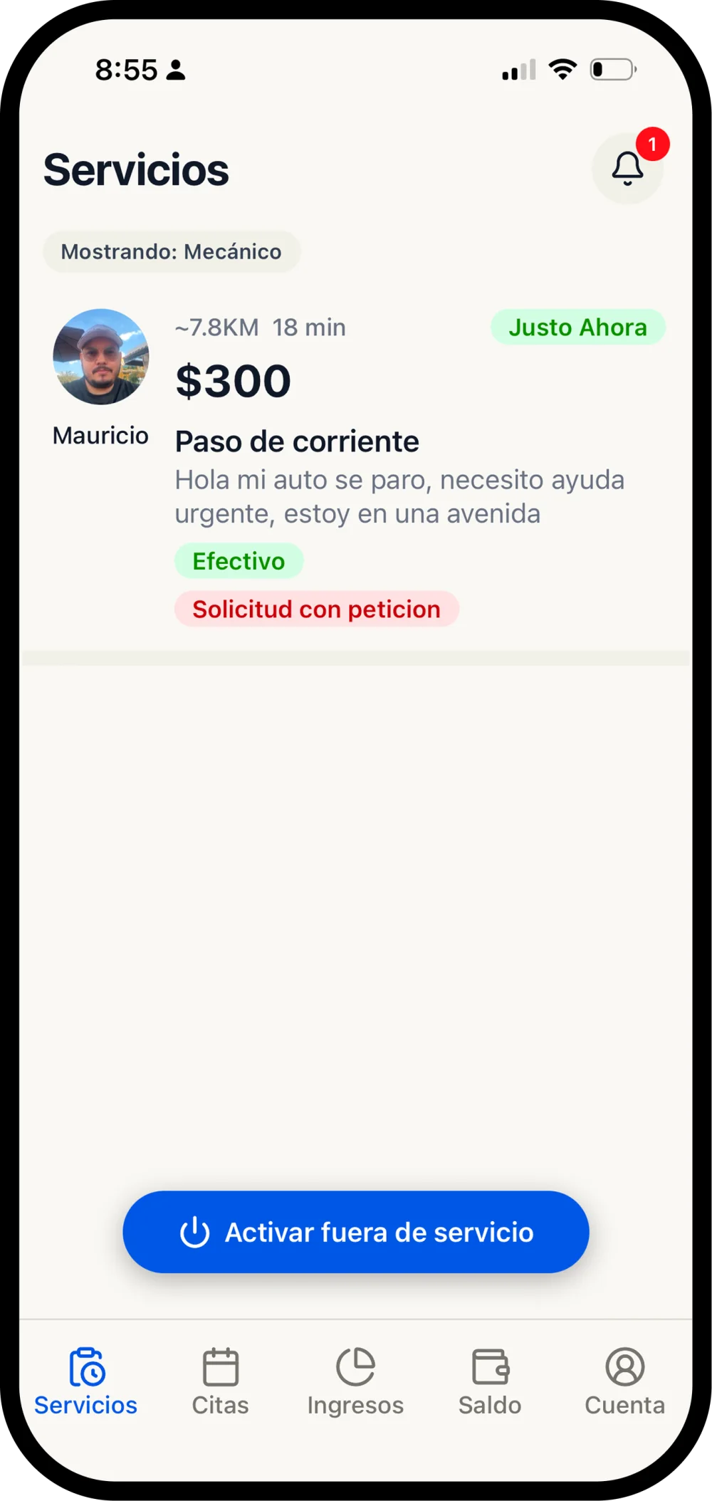 Vista de la app Wheelo