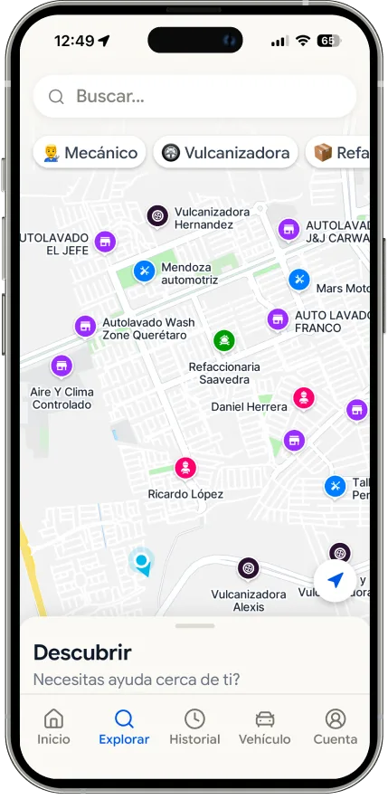 Vista de la app Wheelo