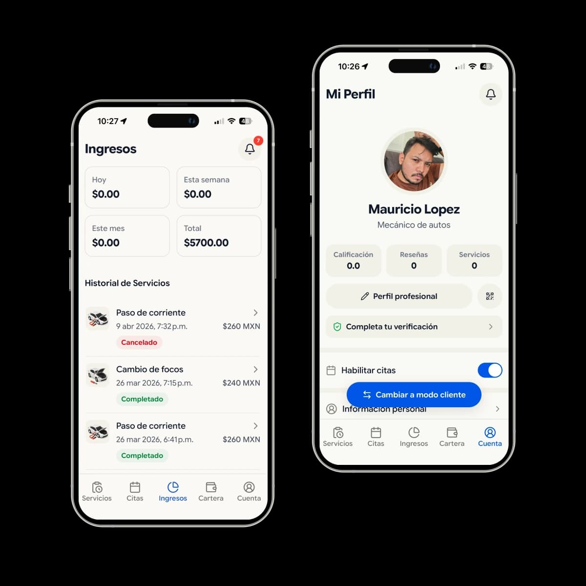 Interfaz de la app Wheelo para registro